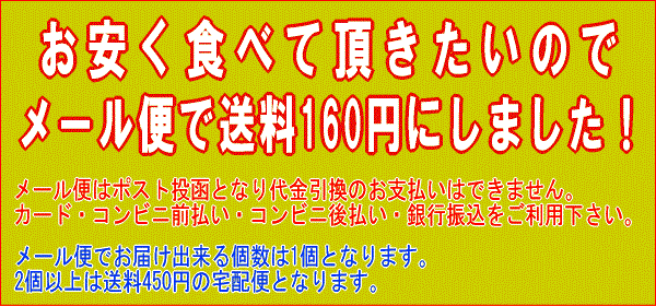 メール便で送料160円で全国へお届けします。