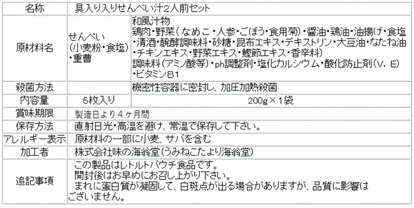 八戸せんべい汁なべ子ちゃん詳細